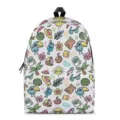 Cute summer cartoon doodle print backpack, all-over pattern student school bag for kids and teens. - S / Vacation Style Graffiti