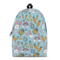Cute cartoon Easter print kids school backpack, light blue daily casual bookbag for children. - S / Light Blue Easter Style