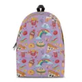 Cute cartoon fast food print backpack for kids and students, spacious casual school bag. - S / Purple Fast Food Style
