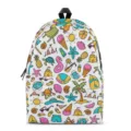 Colorful cartoon print student backpack with zip closure, ideal for kids and daily school use. - S / Summer Ice Cream Doodle