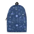 Blue space print student backpack with front pocket and zip closure for daily use. - Size S (22x12x30cm) / Space Theme Style (QYBB-49)