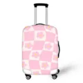 Pink checkered daisy luggage cover elastic trolley case protector for travel suitcase. - S / Pink Checkerboard Daisy Style (XLXT-078)