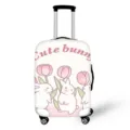 Cute bunny printed luggage cover elastic travel suitcase protector with pink tulip design. - S / Cartoon Bunny Tulip Style (XLXT-079)