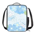 Bolsa de almuerzo térmica con estampado de conejo de dibujos animados y correa vista principal. - Estilo Conejo Floral Azul (CB-039)