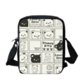 Sac bandoulière noir imprimé ours dessin animé mignon sac besace en toile décontracté - Style Imprimé Ours de Dessin Animé (XKB-041)