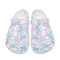 Stylische Gartenclogs mit tropischem Blattmuster, bequeme und atmungsaktive Schuhe für Damen. - 35 / Tropischer Pflanzendruckstil (DDX-140)