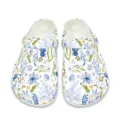 Bequeme Blumen Garten Clogs für Damen und Herren leichte Sommer Strand weiche Schuhe - 38 / Weißer Botanischer Druckstil (DDX-120)