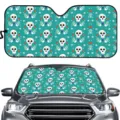 Auto Windschutzscheibe Sonnenschutz mit Totenkopf Muster fuer Frontscheibe Schutz 140x70cm - Tag der Toten Blumen Totenkopf Stil (ZYB-011) / 145x70cm