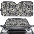 Auto Windschutzscheibe Sonnenschutz faltbare Frontscheibe Vintage Totenkopf Rosenmuster UV Schutz - Punk-Rose Totenkopf Stil (ZYB-017)