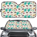 Car windshield sun shade with colorful Mexican skull cactus print summer sun protection 1pc - Day of the Dead Colorful Skull (ZYB-027) / 70*145cm