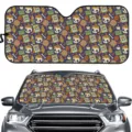 Skull pattern car windshield sun shade, UV protection foldable front window sunshade visor. - Retro Skull Print Style (ZYB-028) / 70*145cm