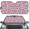 Süßer Totenkopf Druck Auto Windschutzscheibe Sonnenblende Sommer UV Schutz und Isolierung. - Rosa Festival Totenkopf Stil (ZYB-037) / 70*145 cm