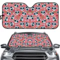 Auto Windschutzscheibe Sonnenblende mit Totenkopf Muster, Sommer UV-Schutz und Hitzeisolation. - Rosa Totenkopf Cartoon Blumen Stil (ZYB-035) / Normale Spezifikation