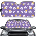 Auto Frontscheibe Sonnenschutz mit lila mexikanischem Totenkopf Muster, UV-Schutz und Hitze. - Lila Strohhut Totenkopf Stil (ZYB-008) / 70*145 cm