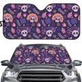 Auto Windschutzscheibe Sonnenblende mit Totenkopf Druck, UV Schutz faltbar Frontscheibe Schutz. - Lila Tag der Toten Totenkopf Stil (ZYB-038) / 70*145 cm