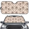 Auto-Frontscheiben-Sonnenschutz mit Totenkopf- und Blumenmuster für sommerlichen Hitzeschutz. - Vintage-Blumen Totenkopf Stil (ZYB-019)