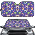 Auto-Frontscheiben-Sonnenschutz mit Totenkopf und Gitarren-Muster, UV-Schutz, faltbar. - Tag der Toten Marigold Kunst Stil (ZYB-013) / 145x70cm