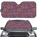 Auto Frontscheibe Sonnenschutz mit mexikanischem Totenkopf Print UV Schutz Sommer. - Lila Totenkopf Rose Maracas Stil (ZYB-033) / Normale Spezifikation