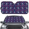 Auto Frontscheibe Sonnenschutz mit mexikanischem Totenkopf Muster, UV Schutz faltbare Blende - Instrument Blumen Totenkopf Stil (ZYB-009) / 70*145 cm