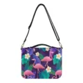 Stylish flamingo print book handbag and messenger bag with shoulder strap for women daily use. - M / Flamingo Botanical Print (V2SJB-029)