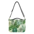 Tropical leaf print messenger bag with top handle and adjustable shoulder strap for women. - M / Tropical Leaf Print (V2SJB-028)