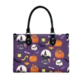 Damen PU Leder Handtasche Halloween Druck Grosse Kapazitat Henkeltasche Hauptansicht. - Schloss Schädel Druck (V2STB-150)