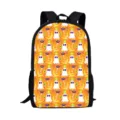 Halloween ghost print backpack for students, stylish and cute cartoon school bag daily use. - Orange Halloween Ghost Print (A-018) / H41 L28 W12cm