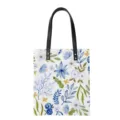Sac Cabas Femme en Cuir PU Motif Floral Aquarelle Bleu Frais Sac Shopping Quotidien - Style 5 (PGGWD-090)