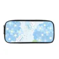 Süße Cartoon Kaninchen Federtasche große Kapazität blaue Blumen Schreibwaren Tasche Büro Schule - Blau Weißer Hasen Stil (BD-037)