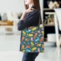 Women PU leather tote bag with cute colorful cat pattern casual shoulder handbag daily use - Cartoon Cat Style (PGGWD-026)