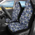 Halloween skull print car seat cover set, universal fit front seat protectors for auto - Halloween Skull Floral Style (CZT-026) / One Size