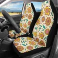 Universelle vordere Autositzbezüge mit niedlichem Retro-Blumen-Cartoon-Druck, Innendekoration. - Bunter Herz Graffiti Stil (CZT-092)