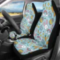 Niedliche Oster Cartoon Auto Vordersitzbezüge Set mit Hasen und Karotten Motiven für Interieur. - Ostern Cartoon Stil (CZT-061)