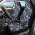 Universal fit front car seat covers sugar skull guitar print breathable interior accessories - Day Of The Dead Guitar Skull Style (CZT-030) / One Size