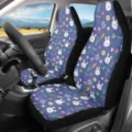 Suesse Auto-Sitzbezuege mit Hasen-Muster, blaue Blumen Kissenbezuege fuer PKW Innenausstattung. - Stil CZT-073 / L47,5*B49,5*H79,5cm