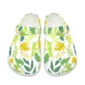 Bequeme botanische Gartenclogs, vielseitige unisex Sommer Outdoor atmungsaktive Strandschuhe. - 35 / Frischer Pflanzendruck-Stil (DDX-150) / Weiß mit grünem und gelbem Blattmuster