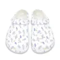Weiße Gartenclogs mit Blumenmuster, bequeme atmungsaktive Schaumstoffschuhe für Alltag. - 35 / Blaues Pflanzenmuster-Design (DDX-138) / Weiß
