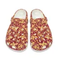Klassische Gartenschuhe Clogs mit traditionellem rot goldenem Blumen Pflanze Druck, Badeschuhe. - 42 / Rot-Gold-Blumen-Vogel-Stil (DDX-55)