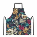 Gothic Tattoo Stil Küchenschürze mit Totenkopf Schlange und Würfel Print für Küche - Amerikanischer Retro-Tätowierung Dunkelblau Stil (DKWQ-001)