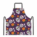 Delantal de cocina Halloween calavera día de los muertos limpieza del hogar festivo. - Estilo Calavera Morada Oscura Halloween (DKWQ-016)