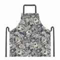 Gruselige Halloween Totenkopf Schürze, dunkler Vintage Gothic Stil Kochschürze für Party und Küche. - Gotische Rosen Tattoo Stil (DKWQ-042)