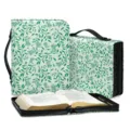 Grüner Blätter Muster Bibel Tasche PU Leder multifunktional Schutzhülle mit Griff und Reißverschluß. - Frische Grüne Pflanzen (SJB-100) / M