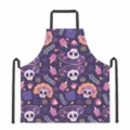 Elegante delantal de cocina con estampado de calavera Día de los Muertos, morado. - Estilo Calavera Morada Día de los Muertos Mexicano (DKWQ-019)