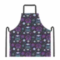 Halloween Totenkopf Schürze gruselig Party Kostüm Kochschürze Totenfest schwarz Halsschürze. - Mexikanischer Zuckerschädel Stil (DKWQ-043)