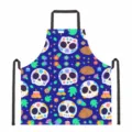 Halloween sugar skull printed kitchen apron, stylish sleeveless chef barista apron for baking. - Style 3 (DKWQ-013)