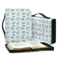 PU leather botanical Bible cover bag with handle and zipper, stylish floral organizer case. - SJB-120 / M