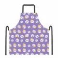 Adult kitchen apron with Mexican sugar skull pattern, purple polyester cooking bib for home cleaning. - Purple Sugar Skull Straw Hat Style (DKWQ-029)