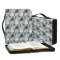 Blumen Bibel Hülle Tasche mit Griff PU Leder multifunktional Schutz Organizer Etui. - Blumen und Blätter (SJB-102) / M