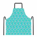 Türkisfarbene Küchenschürze mit Totenkopf Muster Kochschürze für Damen und Herren - Halloween Cyan Stil (DKWQ-005)