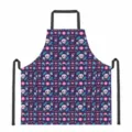 Polyester adult kitchen apron with digital print, colorful floral and skull pattern design. - Sugar Skull Floral Front Pocket Style (DKWQ-030)